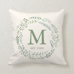Coussin Monogramme de germination végétale établi