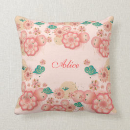 Coussin Monogramme de jardin d'agrément de pêche de