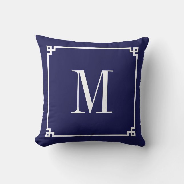 Coussin Monogramme de la frontière de la marine et de la G (Recto)
