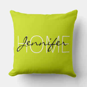 Coussin monogramme de la maison de couleur citron amer
