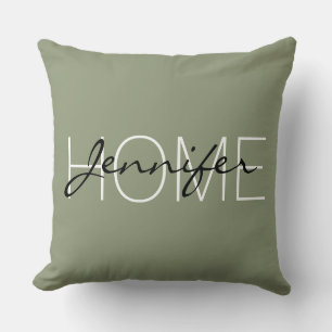 Coussin monogramme de la maison de couleur de l'artichaut