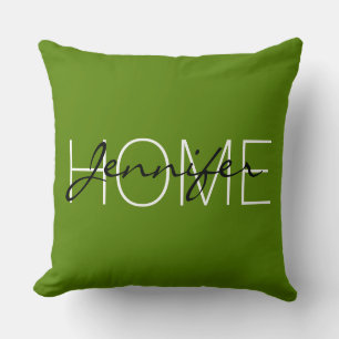 Coussin monogramme de la maison en couleur Avocado