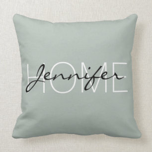 Coussin monogramme de la maison en gris cendré