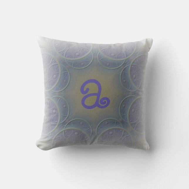 Coussin Monogramme de Lavande pâle (Recto)