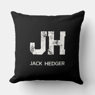 COUSSIN MONOGRAMME DE NOM À DEUX LETTRES BLANC MINIMALISTE