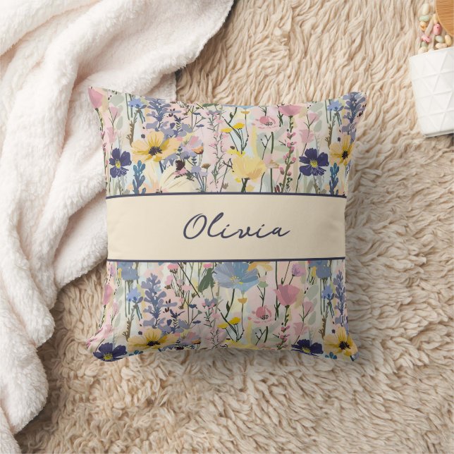 Coussin Monogramme de nom de fleur sauvage  (Couverture)