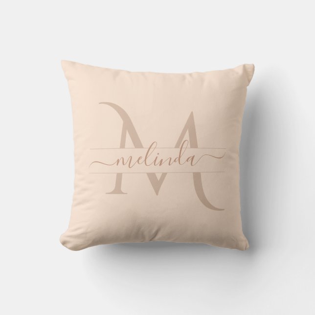 Coussin Monogramme de nom de script pastel rose moderne fé (Recto)