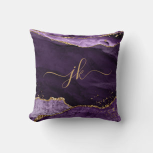 Coussin Monogramme de Parties scintillant d'or de l'Agate 