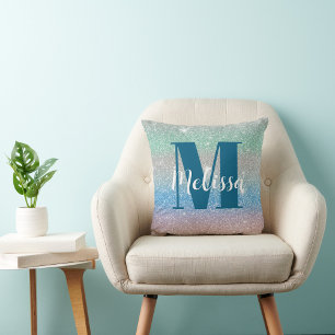 Coussin Monogramme de Parties scintillant rayonnante Nom d