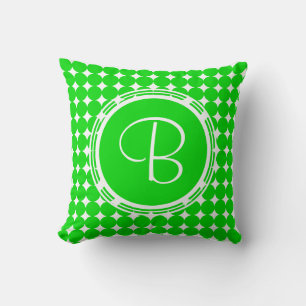 Coussin Monogramme de point de polka vert