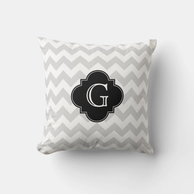 Coussin Monogramme de Quatrefoil noir gris clair (Recto)