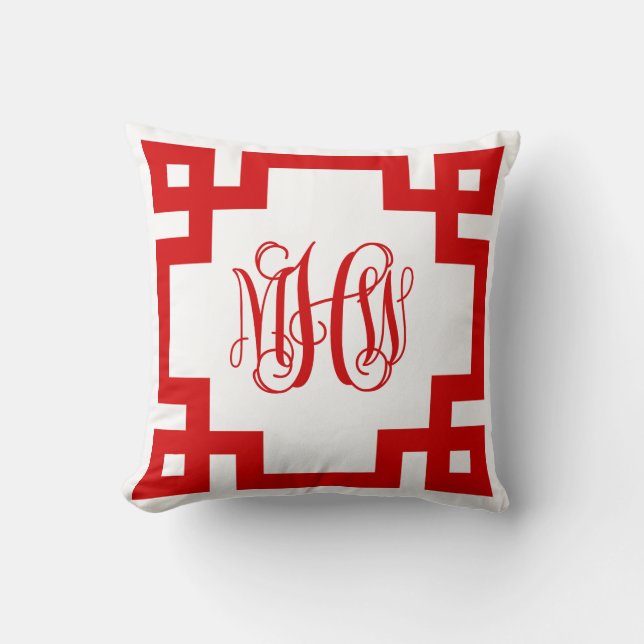Coussin Monogramme de vigne rouge blanc do-it-yourself BG (Recto)