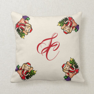 Coussin Monogramme d'éléphant de Noël mou