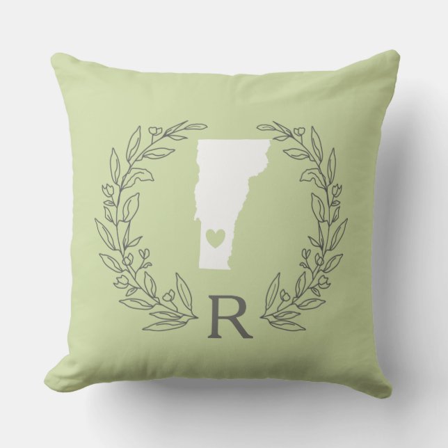 Coussin Monogramme des feuilles de couronnes du Vermont (Recto)