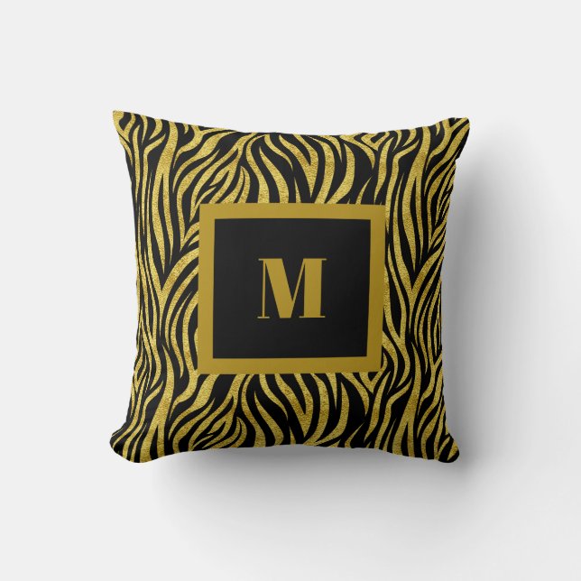 Coussin Monogramme d'impression Zebra (Recto)