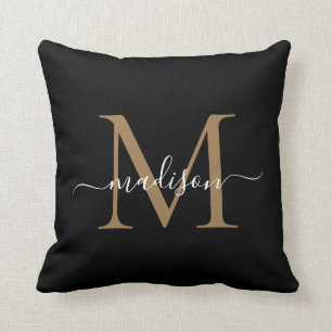 Coussin Monogramme d'or noir Moderne Stylo féminin