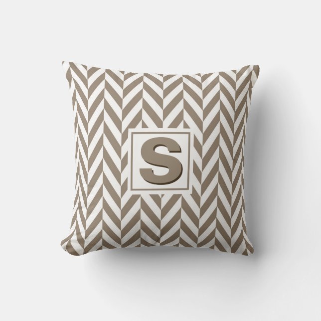 Coussin Monogramme d'os de cerf blanc tan (Recto)