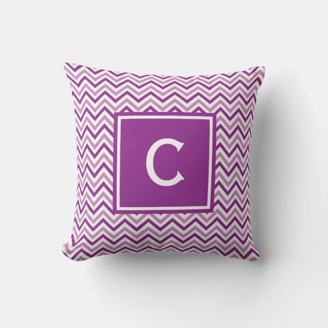 Coussin Monogramme double violet Chevron (Recto)