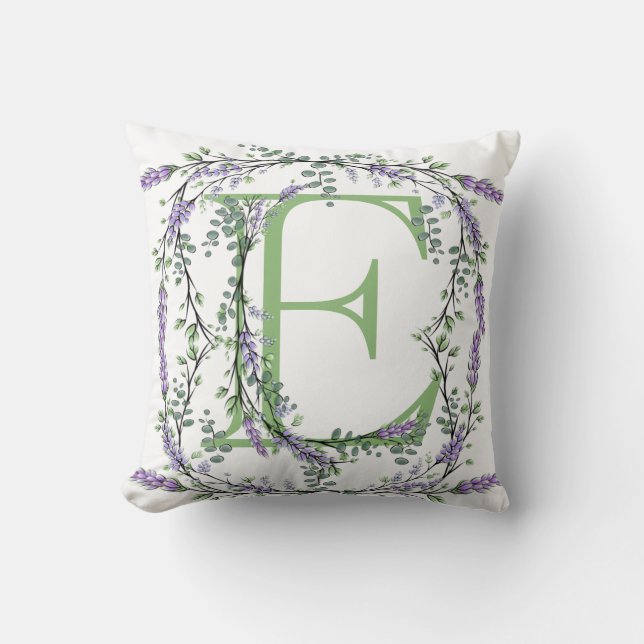 Coussin Monogramme E Lavande Eucalyptus (Recto)