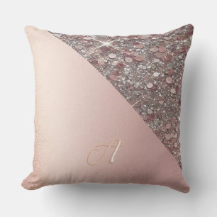 Coussin Monogramme élégant en or rose