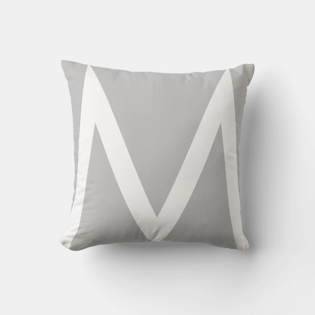 Coussin Monogramme élégant sur gris argent clair (Recto)