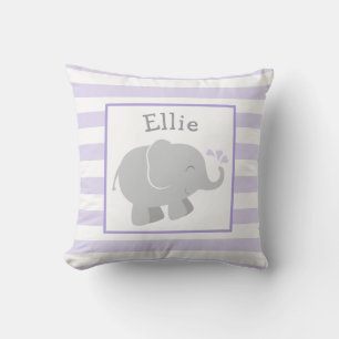 Coussin Monogramme éléphant moderne violet et gris