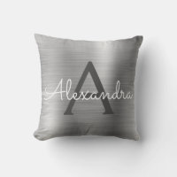 Monogramme en argent brossé de luxe Nom initial