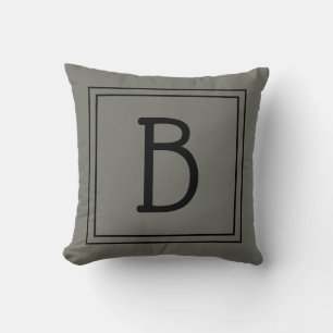 Coussin Monogramme encadré chic initiales en vert moussu e
