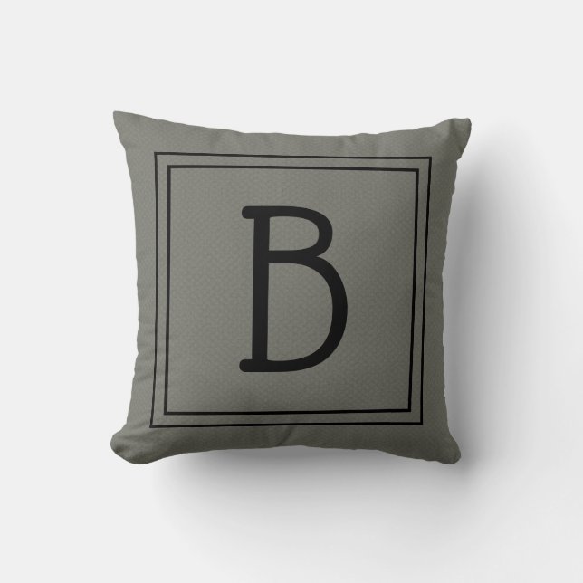 Coussin Monogramme encadré chic initiales en vert moussu e (Recto)