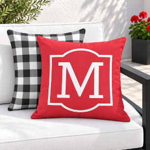 Coussin Monogramme entre parenthèses rouge blanc gras
