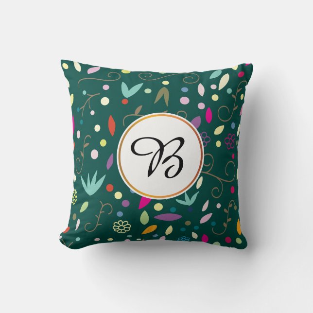 Coussin monogramme et feuille (Recto)