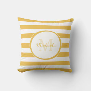 Coussin Monogramme et nom de la tige horizontale en jaune