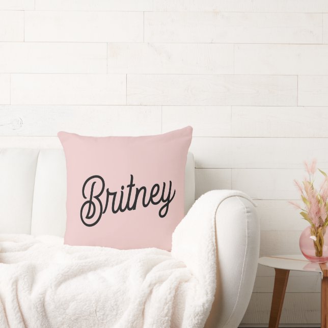 Coussin Monogramme et nom rose pâle moderne (Canapé)