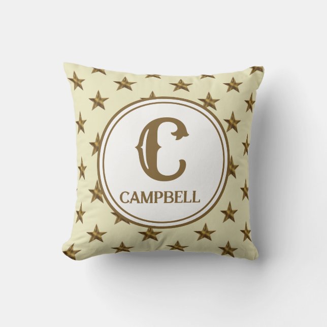 Coussin Monogramme étoile initiale décoration occidentale  (Recto)
