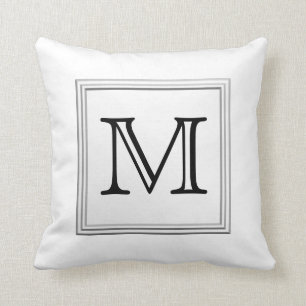 Coussin Monogramme fait sur commande imprimé. Noir et