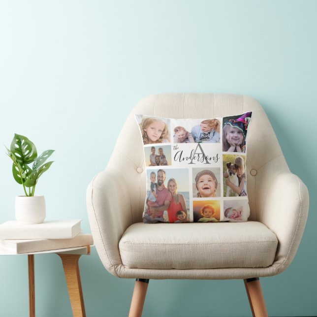 Coussin Monogramme Famille Huit Photo Customisée (Chaise)