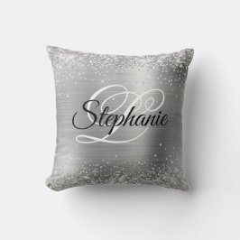 Coussin Monogramme fantaisie en argent