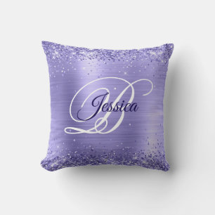 Coussin Monogramme Fantaisie Pailleté Pervenche