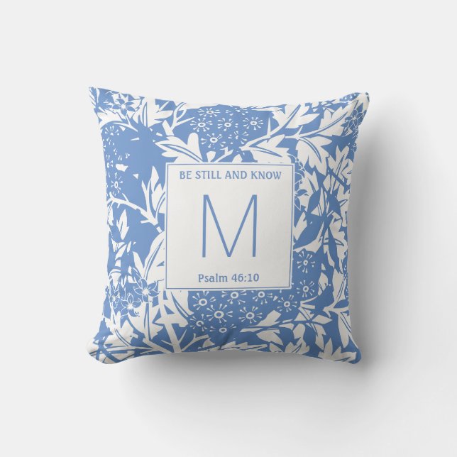 Coussin Monogramme floral bleu de Cornflower (Recto)