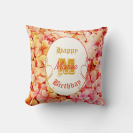 Coussin Monogramme floral moderne élégant NomJoyeux annive