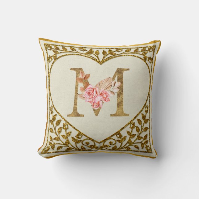 Coussin Monogramme floral personnalisé (Recto)