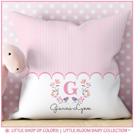 Coussin Monogramme Floral Personnalisé Bébé Fille