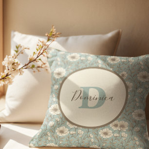 Coussin Monogramme Floral Personnalisé Élégant de Ferme