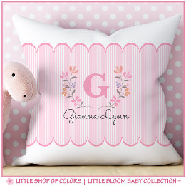 Coussin Monogramme Floral Personnalisé Prénom Fille Nouvea