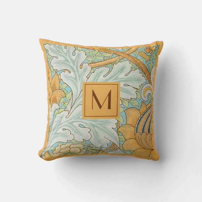 Coussin Monogramme Floral Vert botanique Jaune vert (Recto)