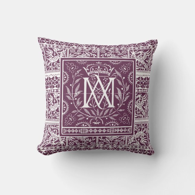 Coussin Monogramme français mA de Phoenix de la (Recto)