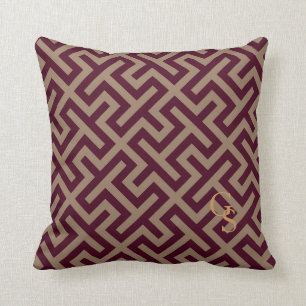 Coussin Monogramme géométrique principal grec brun moder