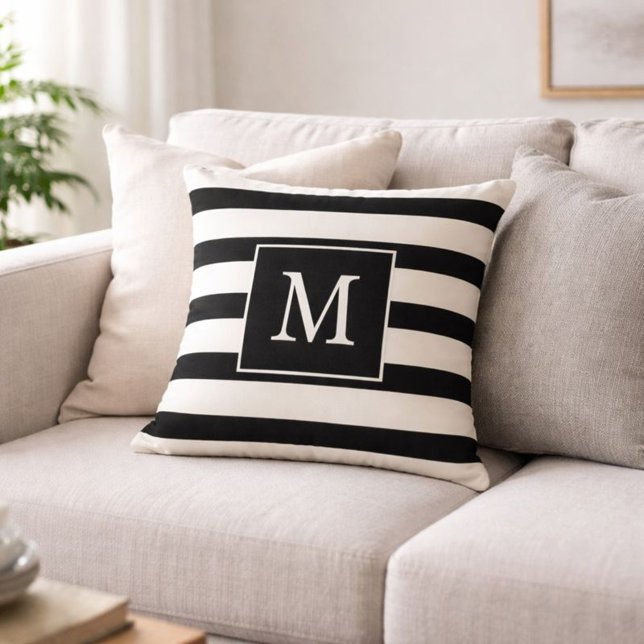 Coussin Monogramme Grandes noires et blanches (Créateur téléchargé)
