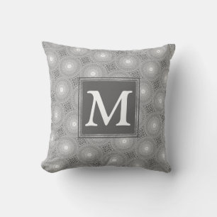 Coussin Monogramme gris cercles motif