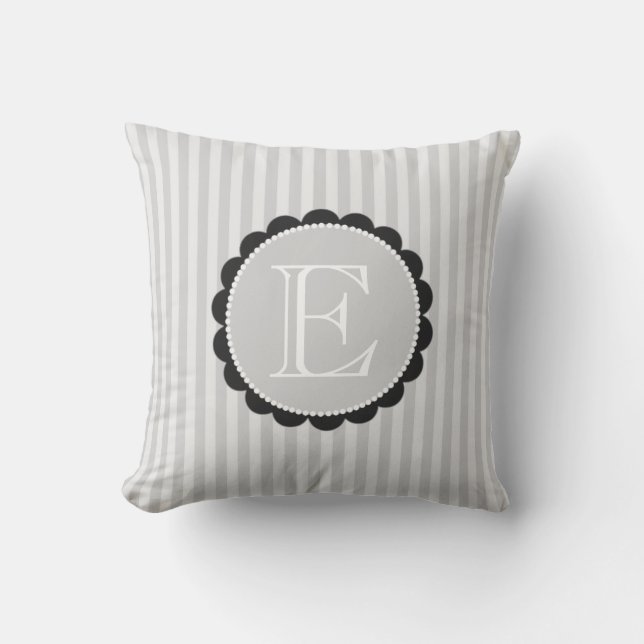 Coussin Monogramme Gris noir Gris blanc paille (Recto)